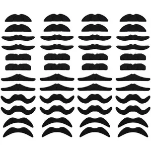 48 pcs Novelty Fake Mustaches, Mustache Party Supplies, Self Adhesive Mustaches for Masquerade Party & Performance