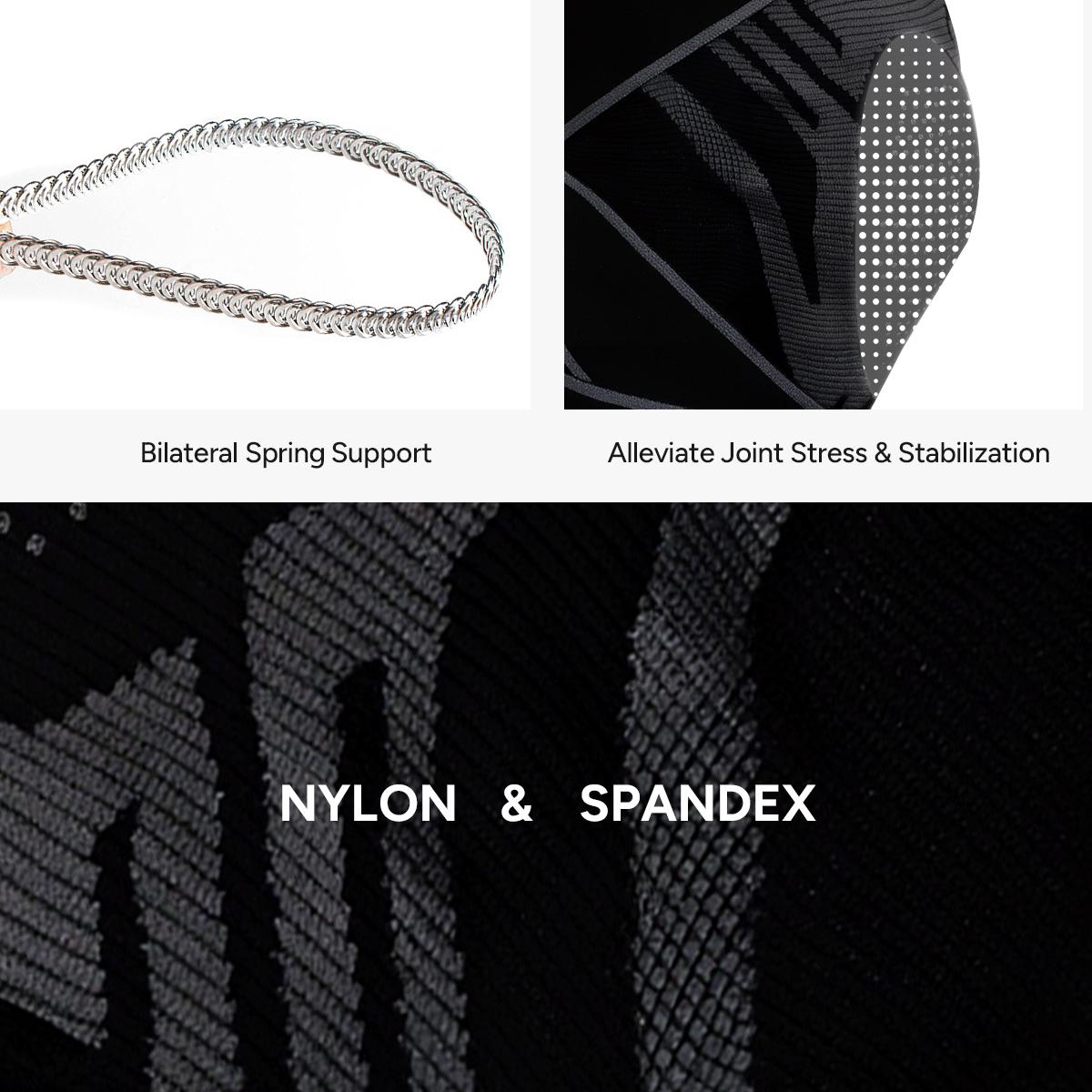 Nebility Mens Adjustable Compression Knee Brace with 360° Seamless Breathable Support, Non-Slip Design, Shock-Absorbing Pad, Elastic 4-Way Stretch Knit for Running, Hiking, Fitness and Knee Protection