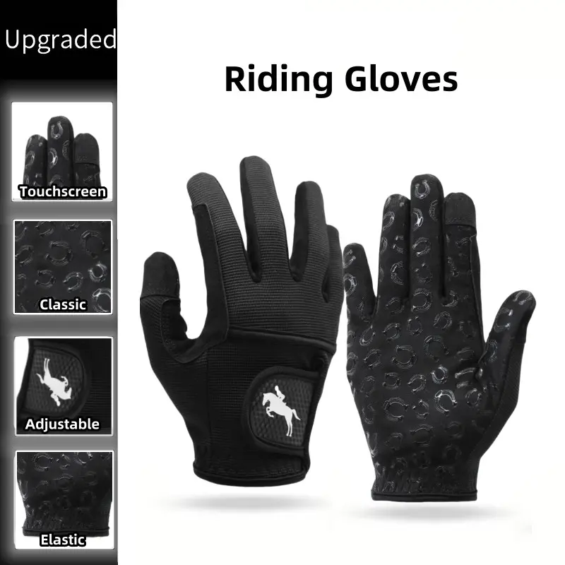 1 Pair Professional Horse Riding Gloves, Non-Slip Breathable Outdoor Equestrian Gloves for Men Women Protective Gear Equestrian Supplies
