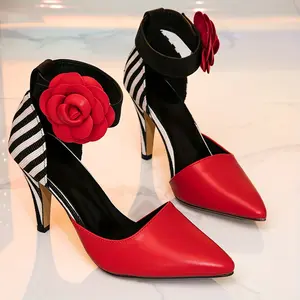 Women's Stilettos-Fashion Pointed Toe Dress Shoelace Ankle Strap, Suitable for Wedding and Party