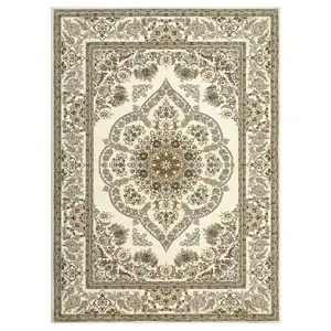 Boho Floral Medallion Area Rug, 9x12 Non-Slip Soft Low-Pile Printed Carpet for Indoor Home Decor in Entryway, Bedroom, Living Room, Office, Kitchen