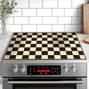Classic Chessboard Pattern Non-Slip Rubber Grill Mat, Stove Panel Protector, Kitchen Decor, Multi-Purpose Cover for Oven Washer Dryer Mouse Pad