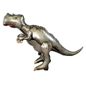 Silver Walking Dinosaur Balloon – Jumbo Foil Party Decor