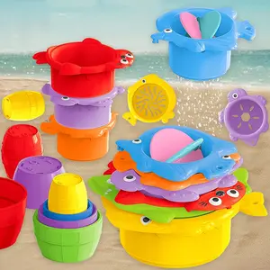 Toy Cup Stack Set, Stacker, Animal Cups Indoor Bathroom Outdoor Beach Pool Games, Color Recognition Mind Training, Random Accessories