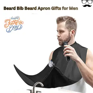 Beard Bib Beard Apron for Men – Beard Trimming Catcher & Shaving Bib, Fathers Day Gifts for Dad, Funny Grooming Gifts for Husband, Boyfriend & Him, Mess-Free Beard Shaving Cape Black