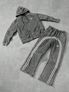 Two-Piece Set Men's Star Print Zip Up Hoodie & Pants, Regular Fit Casual Long Sleeve Hooded Sweatshirt & Jogger Pants for Daily Wear, Men's Two-piece for All Seasons