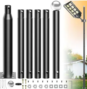 20Ft Commercial Grade Street/Parking/Flag Light Pole, Aluminum + Cage  1-Pack