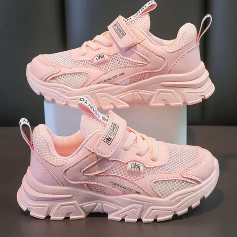 2026 New Trendy Girl's Dad Shoes, Casual Breathable Mesh Trainer Shoes with Velcro Closure, Thick Anti-Slip Soft Sole, Nonslip Trainers, Sports Sneakers, Casual Breathable Footwear, Thick Soled Trainers