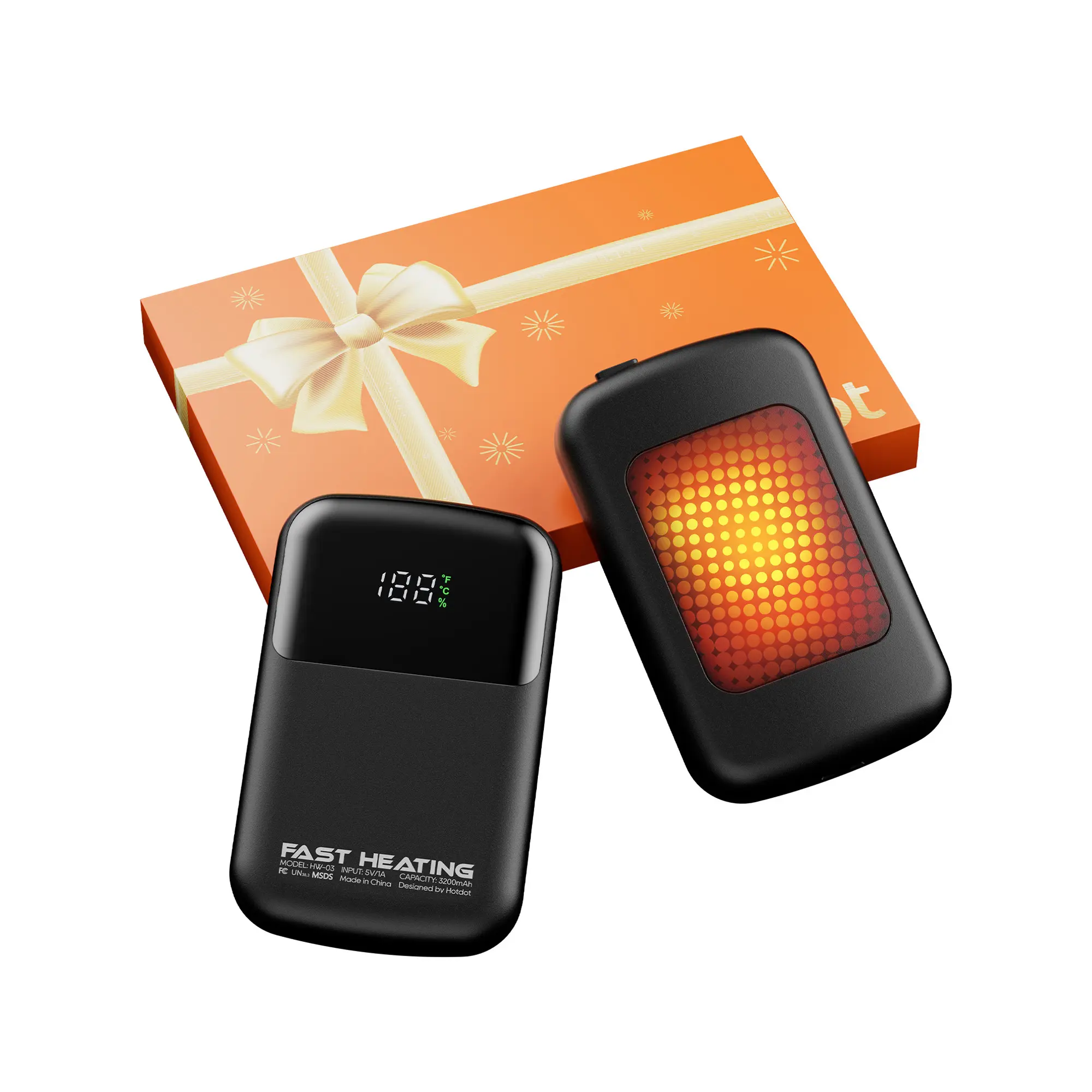 Hotdot Rechargeable Pocket Size Hand Warmers 2-Pack, UL Certified Smart Battery-Powered Heating, 4-Setting Cordless Portable Heater, No Disposables, Golf/Camping/Picnic Essential, Christmas Gift for Men, UT3 Lite