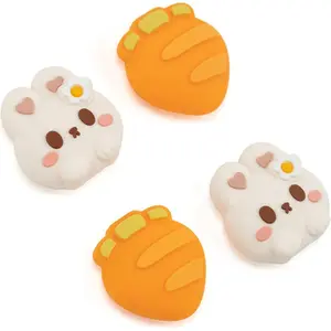 X-PCS05  Cute Silicone Joycon Thumb Grip Caps, Joystick Cover Compatible with Switch/OLED/Switch Lite, 4PCS - Rabbit & Carrot