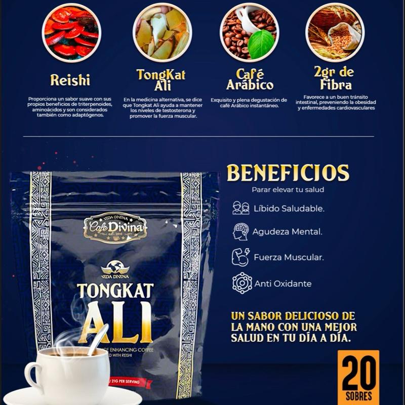 Tongkat Ali Performance Enhancing Coffee with 100% Organic Reishi Beverage Natural Ginseng Drink