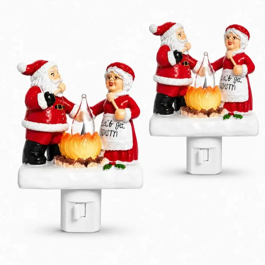 2026-3D LED Santa Claus Campfire Night Light-Warm White Compact Indoor Decorative Light with Realistic Flickering,Funny Halloween&Christmas Themed Decor,On/Off Switch,Ideal for Bedroom Holiday Setup,Nostalgic Gift for Families,Novelty Lighting