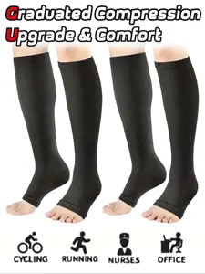 Open Toe Zipper Compression Socks, Knee High Sports Socks for Women & Men, Sports Socks for Cycling, Running, Hiking, Travel