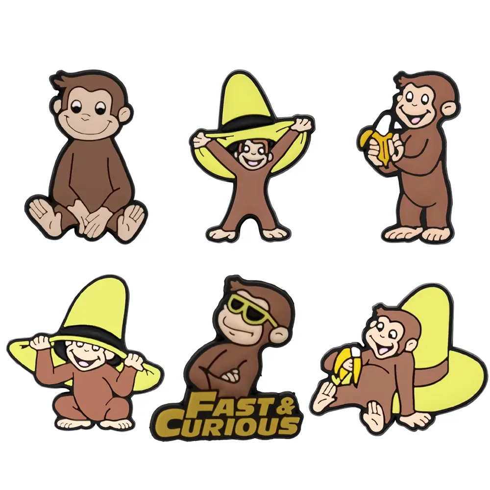 Cartoon Monkey Croc Shoe Charms for Kids Boys Girls Women Men PVC Wristband Sandals Clog Accessories Party Favor with Dragon and Character Designs