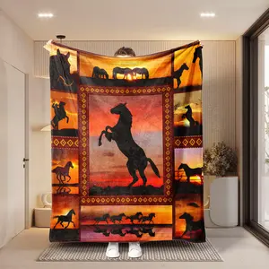 1pc2026 Horse Print Blanket, Ultra Soft Comfortable Home Experience, Travel Leisure Air Conditioning Room Use, Fashion Warm All Seasons Cover