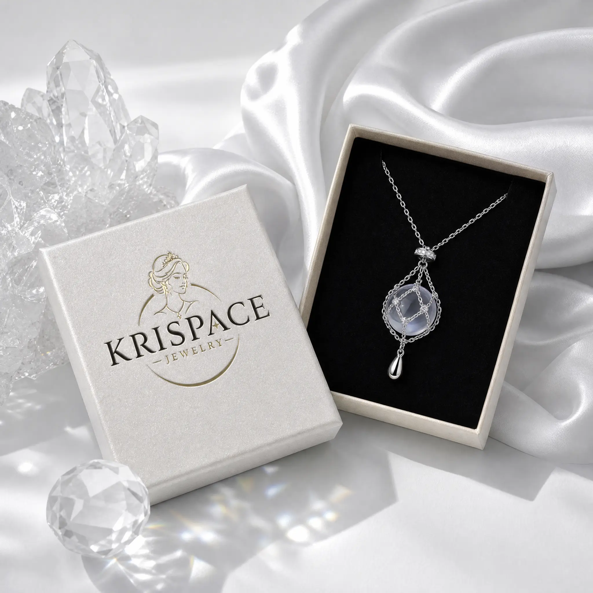 Exquisite and shiny 925 sterling silver mesh necklace with crystal clear white crystals, a niche design for women with a high-end feel, featuring an adjustable pull chain pendant.Suitable for holidays, daily commuting, and as a gift for couples tiktokshop