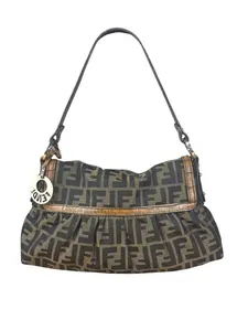 Pre-owned FENDI Canvas Shoulder Bags Zucca Brown Monogram FF Chef Shoulder Bag