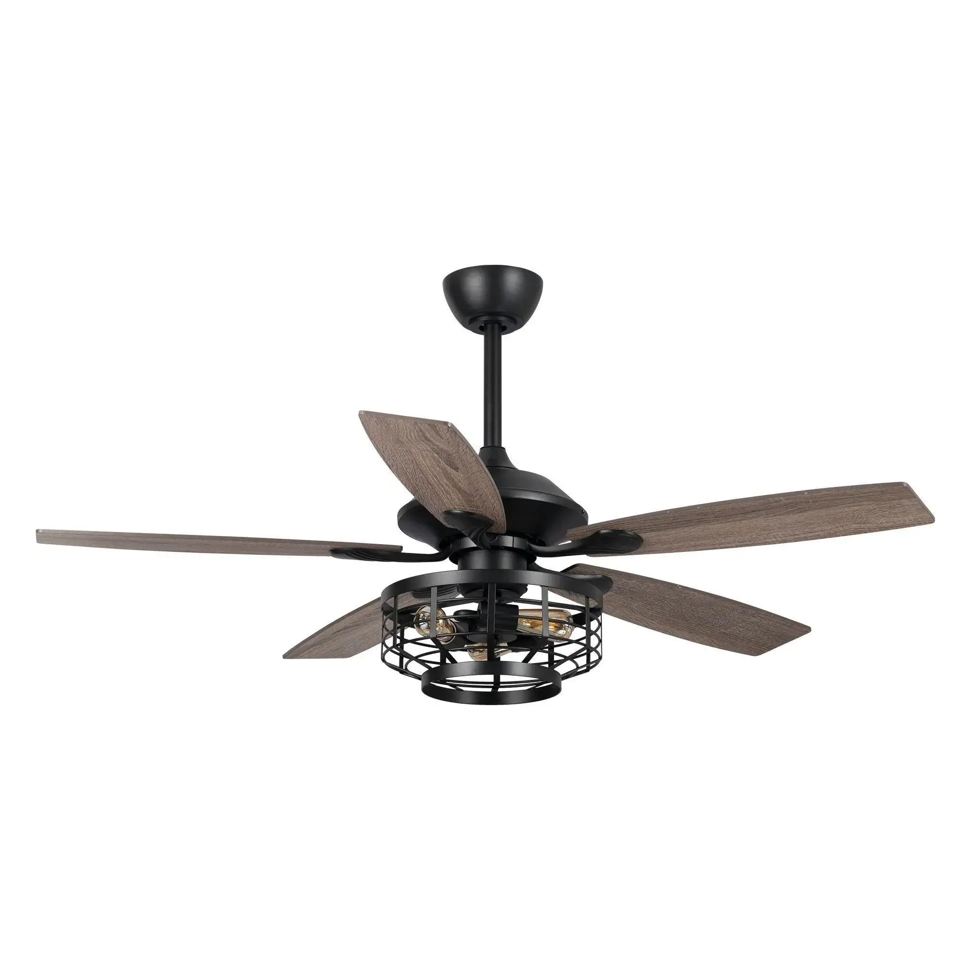 52" Paquette Matte Black Industrial Ceiling Fan with Light & Remote 52" Paquette Matte Black Industrial Ceiling Fan with Light & Remote