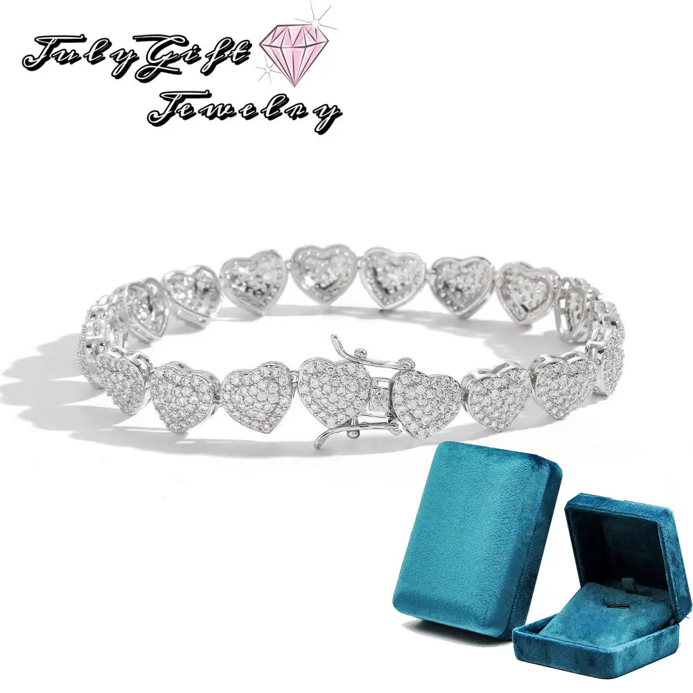 Heart Tennis Heart Bracelet for Women Men Bracelet D Color VVS1 Round Cut Lab Bracelet Mother's Day Gift
