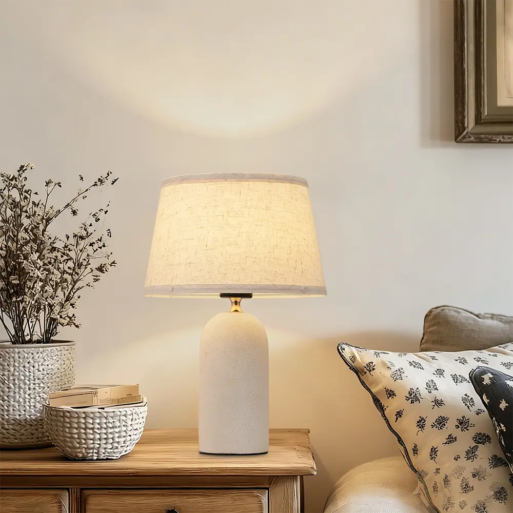 Modern Curve Style Ceramic Table Lamp - Bedroom Lighting, Decorative Ambiance Lighting, 23W, Max 100W, Indoor Soft Light, Easy Assembly, Chic Home Decor, Bedroom Nightstand/Living Room Farmhouse Lighting Accessory