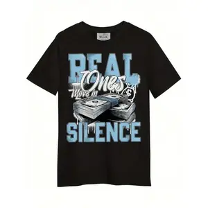 Real Ones Move In Silence Hip Hop Oversized T-Shirt Cash Graffiti Graphic Tee Casual Streetwear For Men Women