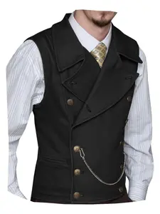 Men's Suede Double-Breasted Vest Classic Groomsmen Wedding Waistcoat Leather Big Lapel Plain Vneck Fathersdaygift Formal Attire Beige Black Purple