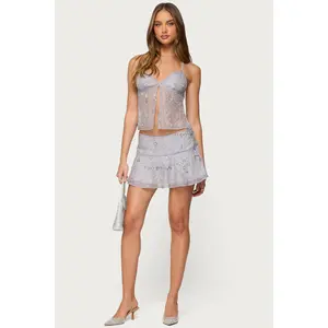 Kylie Beaded Flared Mini Skirt