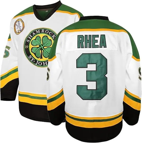 St. Patrick's Day Ross The Boss # 3 Rhea  ST John's Shamrocks Stitched Hockey Jersey with EMHL Patch comfortable athletic sports outdoors football team basketball wear breathable neck sportswear round