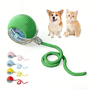 Smart Interactive Cat Toy Ball, Automatic Moving Cat Toy with 3 Modes, Rechargeable Electric Cat Ball with Tail Rope for Indoor Cats Self Play