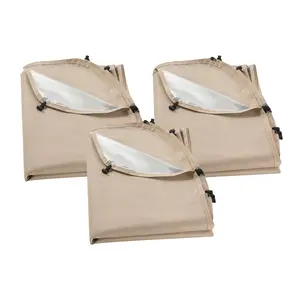 Sun Shade Sail Canopy Covers For Outdoor Shade, Fits 10 X 9.2 Ft Screen House Tent, Sun Protection, 5.51 X 4.23 Ft 300D Oxford Silver-Coated Fabric, Pack Of 3, Tent Not Included, Beige, Ideal For Patio, Garden, Camping