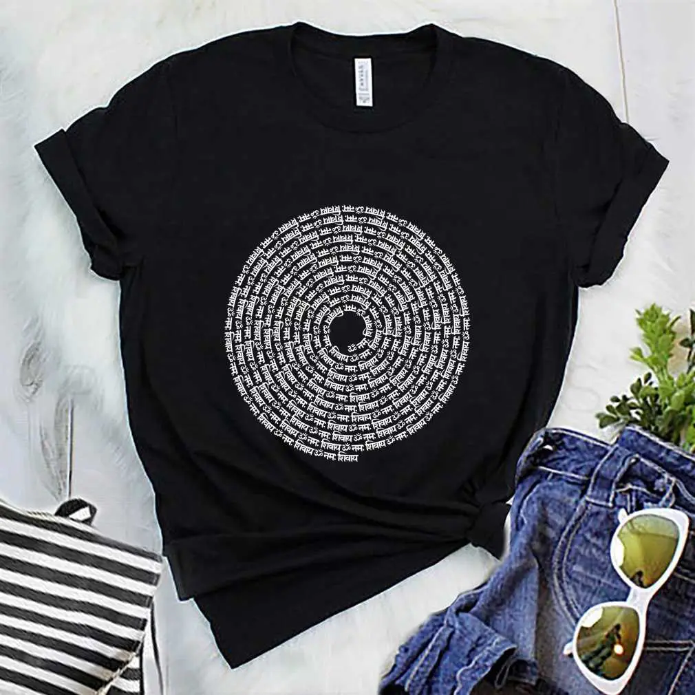 SPIRAL MALA - 108 OM NAMAH SHIVAYA MANTRA - White  T-Shirt