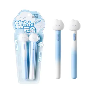 lopet LT-2099  2Pcs Cute Fluffy Clouds Retractable Gel Ink Pens 0.5mm ST Nib Black Smooth Writing Quick Dry Students School Office Note Taking Stationery Supplies for Women Men Girls Boys Birthday Gift Giving