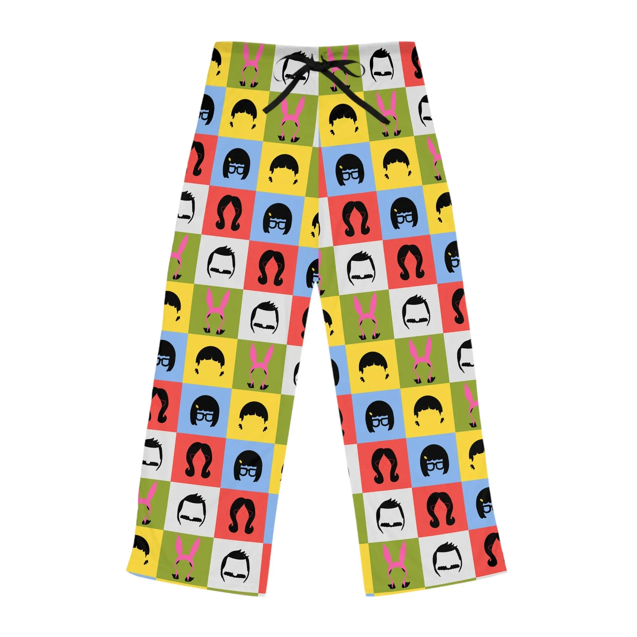 Funny Burger Family Pajama Pants – Cartoon Character Print Lounge Bottoms, Soft Cotton Sleepwear Pants, Cozy Casual Homewear for Men Women Gift Idea
