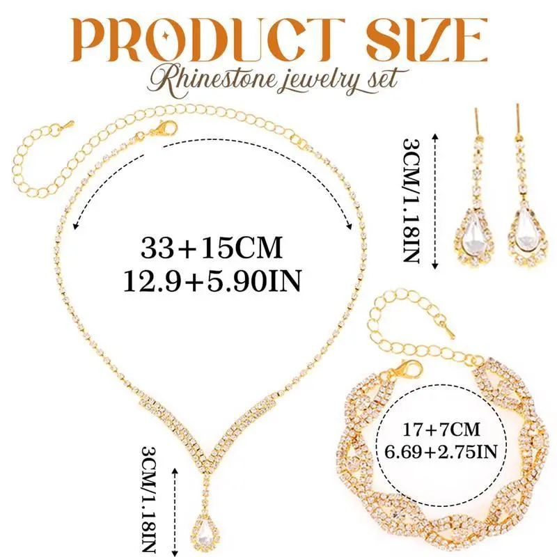 Rhinestone Prom Wedding Jewelry Set Formal Bridal Necklace Sets for Women Brides Black Rose Gold Gold Silver Blue Rhinestone Prom Wedding Jewelry Set Formal Bridal Necklace Sets for Women Brides Black Rose Gold Gold Silver Blue