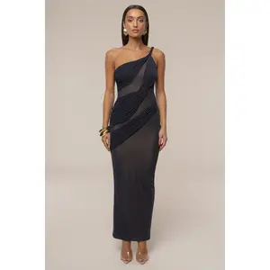 Navy Alari One Shoulder Maxi Dress