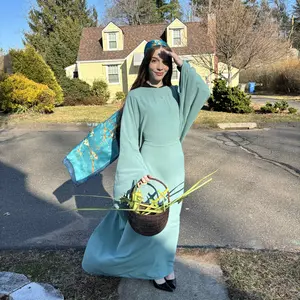 【Plus Size】 Women's Solid Color Abaya, Modest Round Neck Long Sleeve Dress for Daily Wear, Ladies Islamic Clothing for All Seasons