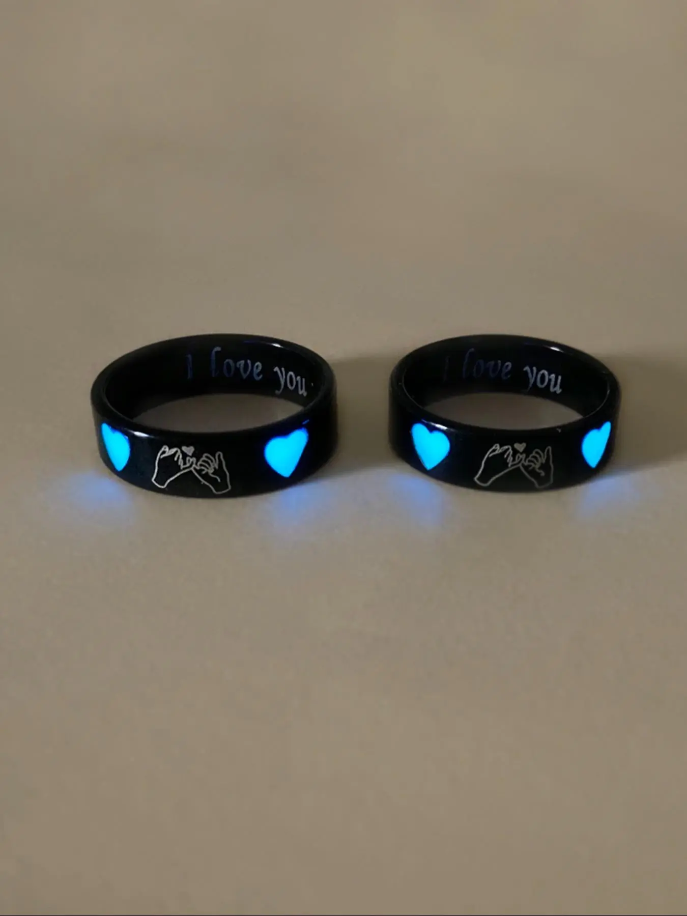 Couple Ring, Cute Heart Design Luminous Ring, Heart Shaped Ring, Fashion Jewelry for Party, Daily Clothing Decor, Trendy All-Match & Exquisite Jewelry for Birthday Gift, Wedding Promise Rings, Stainless Steel Ring