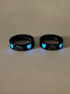 Couple Ring, Cute Heart Design Luminous Ring, Fashion Jewelry for Party, Daily Clothing Decor, Trendy All-Match & Exquisite Jewelry for Birthday Gift