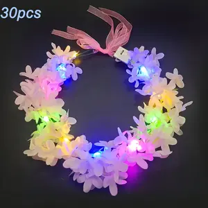 Micrency30pcs Glow-in-the-Dark White Lilac Flower Wreath Set - Flower-Shaped Party Lighting Decorations, Festive Home Supplies for Weddings, Birthday Parties, Summervibes Window Hanging Ornaments