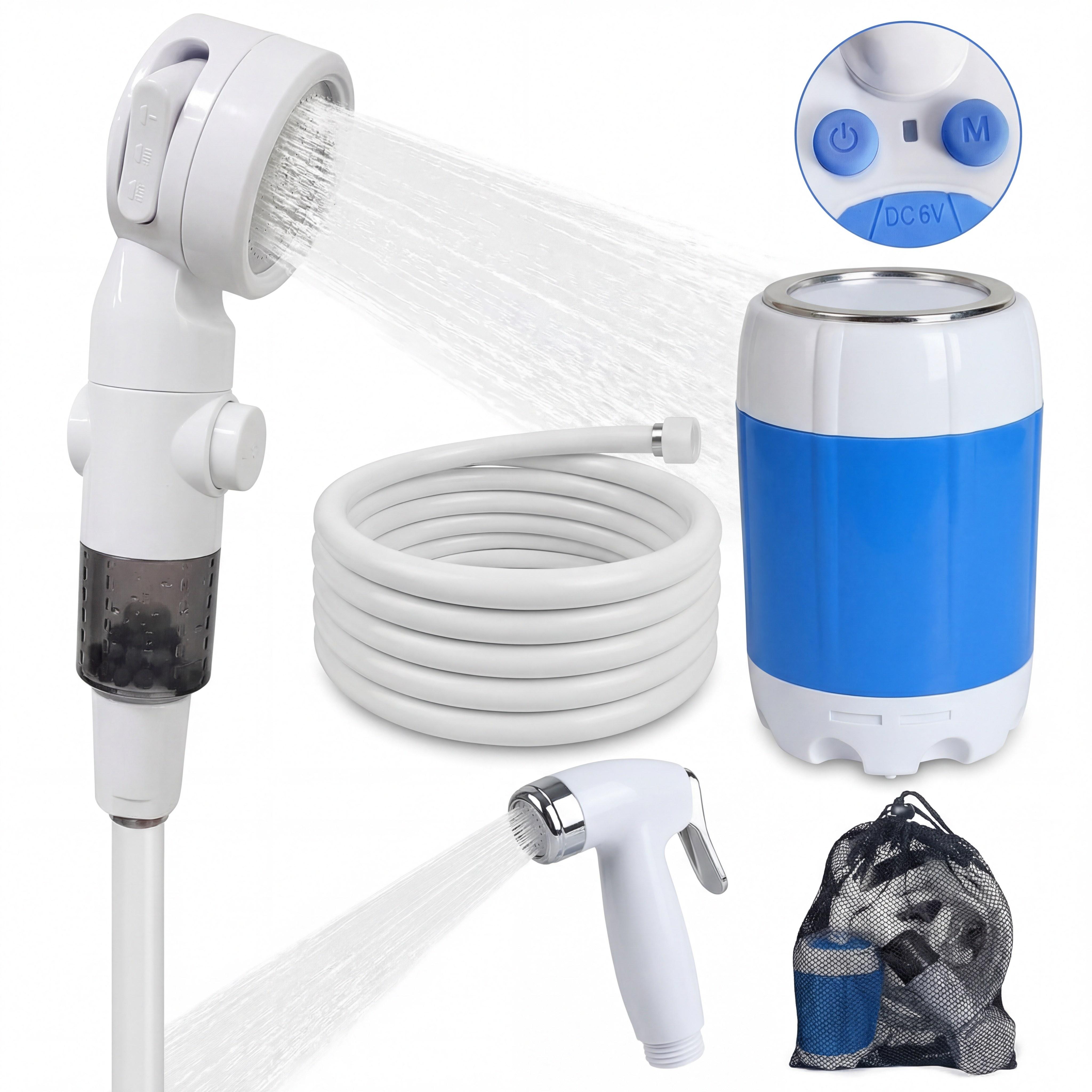 Rechargeable Portable Camping Shower, Electric Pump with Multi Spray Modes for Camping, Travel, RV & Watering Flowers