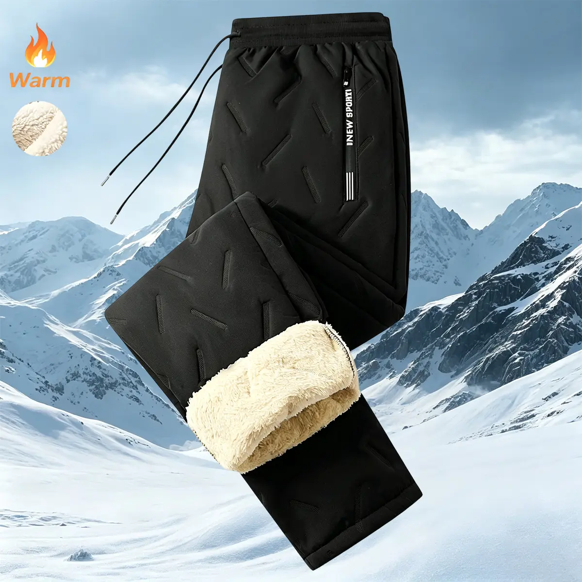 Men’s casual athletic sweatpants for autumn and winter with a drawstring waist and zippered pockets, suitable for everyday wear, home use, travel, and vacations.