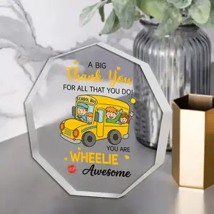 [2D Flat] Heartfelt "Thank You" Acrylic Plaque for School Bus Drivers - "A Big Thank You for All That You Do! You Are Awesome" - Perfect Gift for End of Year, Back to School, or Retirement - Ideal for Men & Women, School Bus Decor