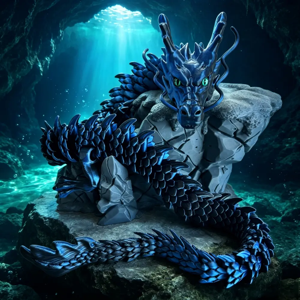 35.83-in 3D-Printed Big Dragon Figurine - Home Decor Statue, Intricate Sculpture Art Piece with Detailed Scales, Expressive Eyes