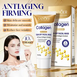 Collagen Peptide Pull-Off Mask, Niacinamide + Ceramides, Brighten Skin, Enhance Elasticity, Reduce Fine Lines, Hydrate, Firm, Improve Dark Circles, Gentle Cleansing