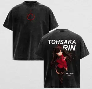 Rin Tohsaka | Fate/Stay Night Washed Tee Streetwear Hoodie “Elegant Mage Mystic Power Tsundere Grace” — For Anime Fans For Drops That Radiate Legendary Aura