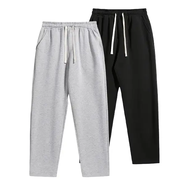 Men's 100% Polyester Two-Piece Sports Pants - Comfortable Drawstring Design, Perfect for Daily Commutes and Home Wear