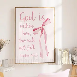 Coquette Pink Christian Printable Wall Art Bible Verse Scripture Dorm Room Wall Art Pink Bow Wall Decor Digital Art Bible Verse Poster - No Frame