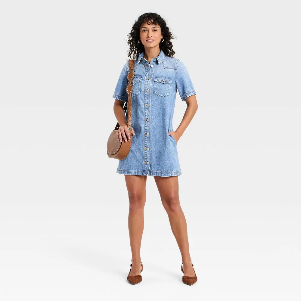 Women's Short Sleeve Denim Mini Shirtdress - Universal Thread - TikTok Shop Women's Short Sleeve Denim Mini Shirtdress - Universal Thread - TikTok Shop