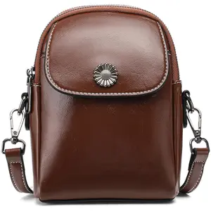 Small Crossbody Bag for Women Genuine Leather Crossbody Purse Cell Phone Purse Shoulder Handbag with Adjustable Strap