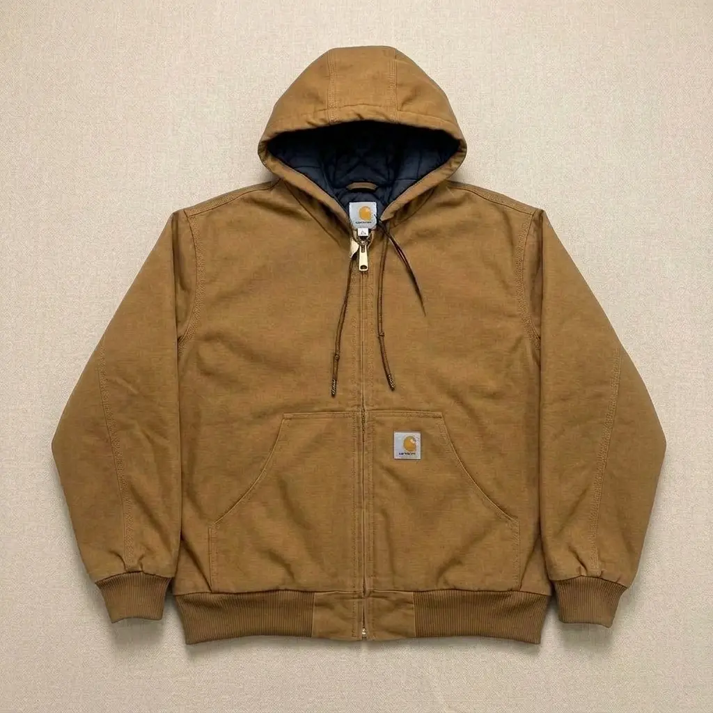 Men’s Carhartt Heavyweight Washed Detroit Jacket, Vintage Rugged Canvas Workwear Outer Coat, Loose Fit Long Sleeve Jacket Available in 4 Colors for Daily Work & Outdoor Activities